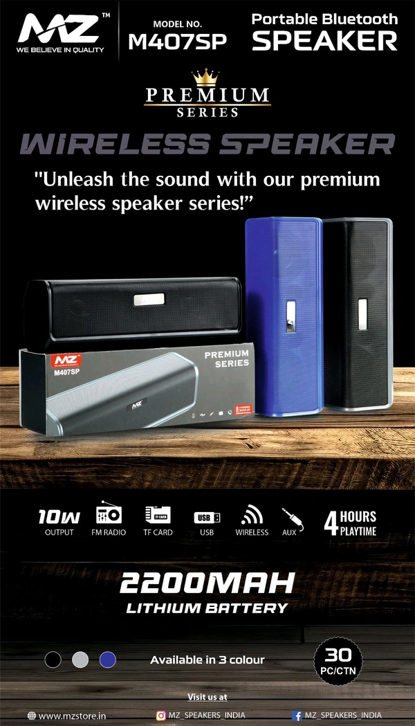 MZ M-407 Premium Series Wireless Speaker – Heavy Quality Sound Performance