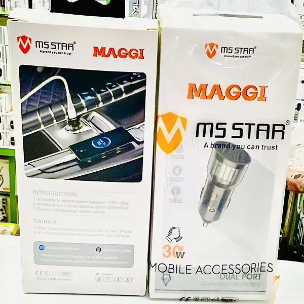 MS STAR MAGGI 30W Dual Port Fast Car Charger – Compact High-Speed Mobile Charging Adapter