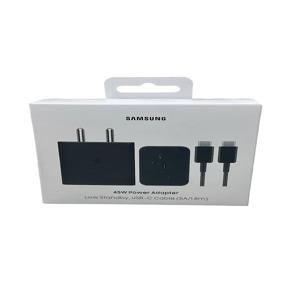Samsung 45W Super Fast Charger + Cable – Full Power in Minutes (Black OG)