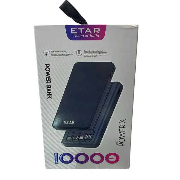 ETAR PowerX 10000mAh – 4-in-1 Built-in Cable Power Bank with Full Protection