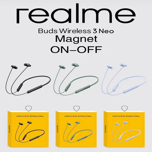 Buds Wireless 3 Neo – Magnet ON/OFF | 1:1 Best Quality (Laminated Packing)-Realme